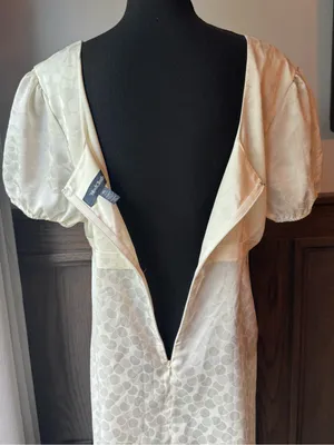 Modcloth Ivory Square-Neck Short Sleeve dress with Dot Jacquard xl euc thumbnail 6