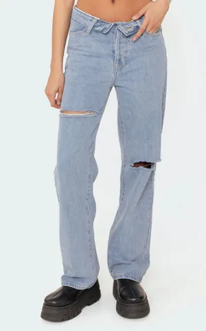Edikted folded jeans thumbnail 1