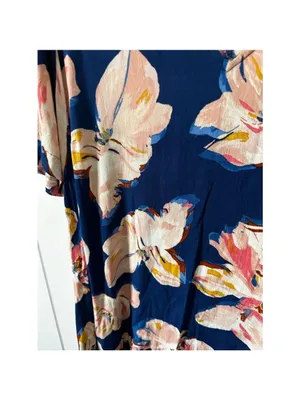 Women's A New Day Navy Floral V-Neck Tiered Dress XL thumbnail 5