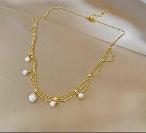 Gold Plated Pearl Necklace thumbnail 2