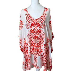 Show Me Your Mumu Peta Boo Tunic Top Dress‎ Red White Small Oversized Artsy Boho thumbnail 4