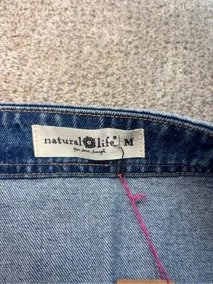 NEW! Natural Life Denim Wrap Style Crossover Frayed Hem Cotton Mini Skirt Medium thumbnail 13