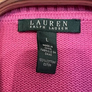 Lauren Ralph Lauren Women Size Large Pink Cardigan Sweater Shawl‎ Gold Buttons thumbnail 3