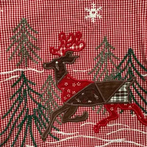 Vintage Karen Scott Red Gingham Christmas Shirt Snowman Reindeer Large Cabincore thumbnail 8
