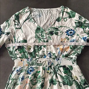 Women’s Floral Maxi Dress 3/4 Sleeve Empire Waist Button Front V-Neck Size XL thumbnail 7