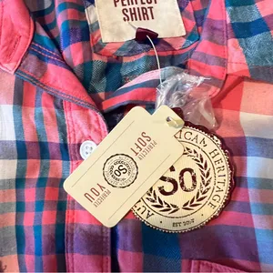 SO Perfect Shirt Pink &‎ Blue Plaid Soft Rayon Relaxed Fit Button Front Size M thumbnail 12
