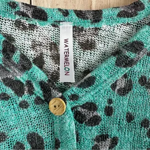 Watermelon Leopard Print Teal Button thumbnail 2