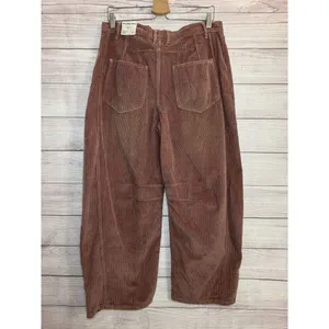 Free People Good Luck MID RISE Barrel Leg Corduroy Pants Withered Rose Size 29 thumbnail 4