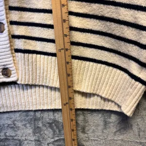 2160 | Old Navy SoSoft Striped Heart Cardigan Sweater White Women Large thumbnail 4
