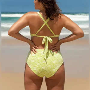Berlook Light Green Jacquard Underwire Plus Size Bikini Top & Bottom thumbnail 3