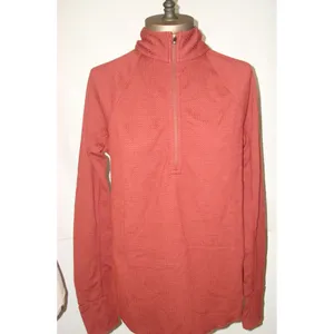 NWT New Womens S Prana Waffle Knit Wool Top Rhubarb Red Orange 1/2 Zip Thumbhole thumbnail 6