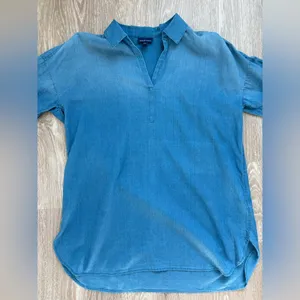 J. Jill Top Womes Size Small Cotton Chambray Tunic Minimalist‎ Western Desert thumbnail 3