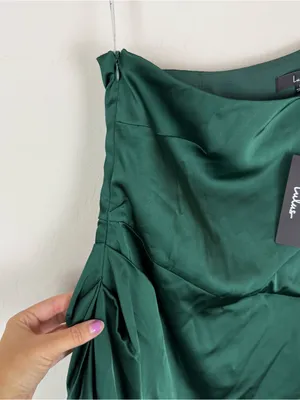 Lulus Love Me Tonight Satin One-Shoulder Mini Dress Green thumbnail 7