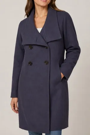 J.Crew Women’s Size 6 Purple Gray Wool Blend Double Breasted Peacoat Jacket Coat thumbnail 1