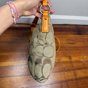 Coach Khaki Signature Crossbody with Orange Trim thumbnail 4