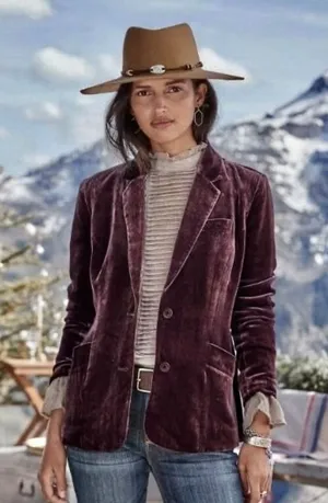 SUNDANCE Purple Silk Velvet Sofia Boyfriend Blazer Jacket Two Button Solid 10 thumbnail 1