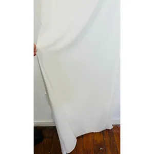 MESHKI Ivory White Josie Off Shoulder Mesh Fold Over Neckline Maxi Dress sz L thumbnail 10