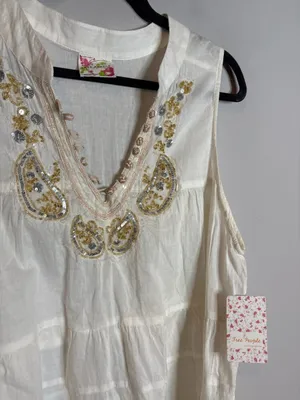 NWT Free People white embellished mini dress thumbnail 2