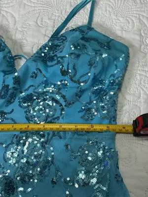 Lulus Blue Turquoise Maxi Dress Women’s Size L Long Formal Wedding Guest Summer. thumbnail 9