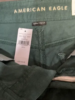 American Eagle Hi-Rise Corduroy Mini Skirt Green Super Stretch Size 2 NWT thumbnail 8