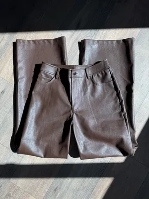 Francesca’s Brown Faux Leather Pants thumbnail 3