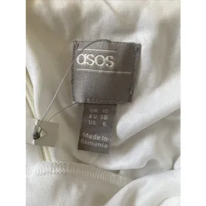 ASOS Wave Jacquard Puff Sleeve Mini Dress Size 6 Ivory Bridal Rush Sorority thumbnail 5