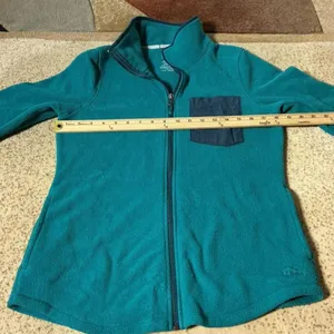LL Bean Womens Granola Girl Trail Fleece Full Zip Jacket Teal Blue Size S 510678 thumbnail 5