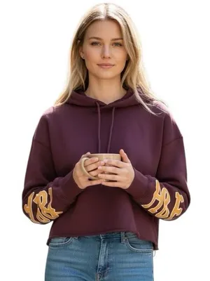Abercrombie & Fitch Deep Purple Spellout Sweatshirt Pullover Oversized Hoodie L thumbnail 1