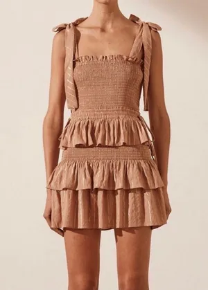 House of Harlow 1960 Corinne Tan metallic Dress thumbnail 1