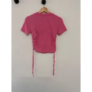 Zara Pink Ribbed Knit Crop Top Medium Ruched Y2K Streetwear coquette girl fest thumbnail 5
