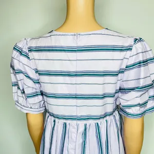 English Factory Puff Sleeve Striped Mini Dress size M Lilac Relaxed Babydoll New thumbnail 8