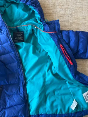 American Eagle 2012 Puffer Jacket Coat Large Blue Down Filler Zip Trendy Hooded thumbnail 5
