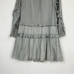 Ulla Johnson Grey Cotton Tiered Mini Dress Womens 6 Boho Romantic Casual Cottage thumbnail 3