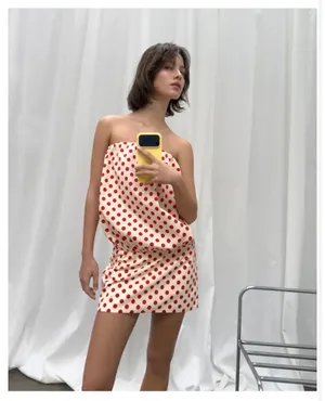 Zara Polka Dot Bandeau Dress thumbnail 3