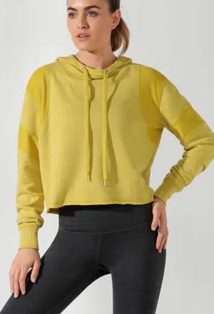 Lorna Jane Acid Yellow Marl Studio Pullover Hoodie Hooded Drawstring Logo Size Small thumbnail 1