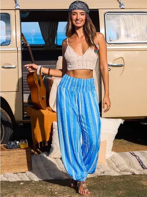 Cupshe Ocean Blue Striped Wide-Leg Harem Pants thumbnail 4