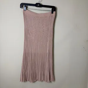 CIDER Neutral Nude Cream Midi Long Pleated Skirt New with Tags Size Small thumbnail 5