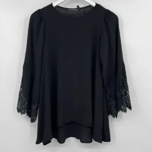 For Love‎ & Lemons Bourbon Black Lace Bell Sleeve Top Blouse Women's Size XS thumbnail 2