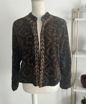 CHICOS Velvet Beaded Jacket Blazer Size Chicos 1 US M 8 thumbnail 1