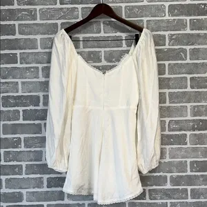 NWT‎ Saints + Secrets White Babydoll Mini Dress Boho Cottagecore Puff Sleeve M thumbnail 10