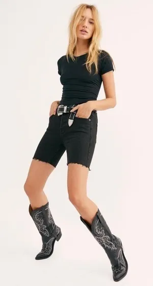Free People Shorts Avery‎ Denim Black Ash 24 25 NWT thumbnail 1