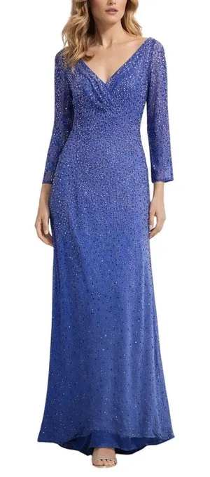 Mon Cheri Vintage Embellished Evening Gown Blue Size 12 Formal Dress‎ Wedding thumbnail 1