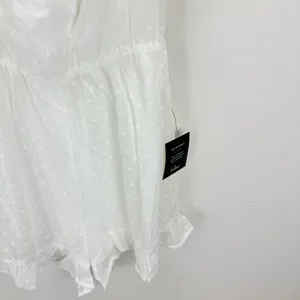 Lulus Frilled to Bits White Swiss Dot Off-the-Shoulder Romper Chiffon Medium NWT thumbnail 9