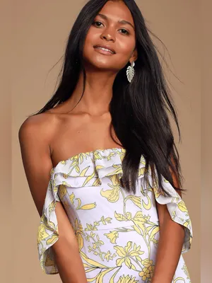 Lulus Adelaide Lavender Floral Print Off-the-Shoulder Maxi Dress Medium thumbnail 2