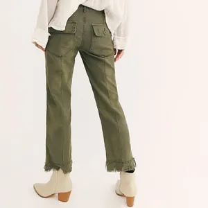 Free People Stormbringer Green‎ Distressed Straight Leg Pants 24 thumbnail 4