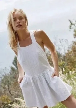 Free People free-est Va Va Volume Mini Dress - White Jacquard Size Small thumbnail 1