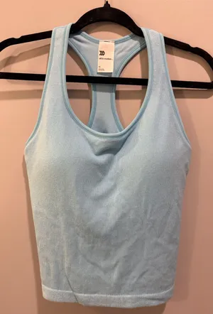 All In Motion Ribbed Padded Racerback Tank Top Blue thumbnail 1