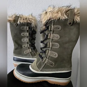 Sorel Women’s Waterproof Shearling Winter Boots Black/Green Size 9 thumbnail 5