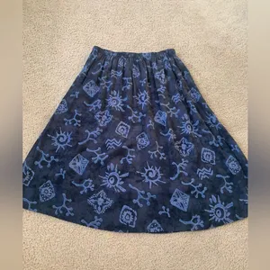 VTG Boho Hippie Funky Festival Maxi Skirt Navy Blue Size S thumbnail 4