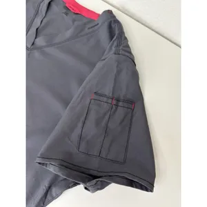 Carhartt Force Scrub Top Women’s Large Gray Pink Trim V-Neck Pockets Medical thumbnail 5